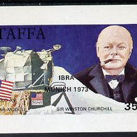 Staffa 1972 Pictorial imperf souvenir sheet (35p value) Churchill & Luna Module (opt'd IBRA Munich 1973) unmounted mint