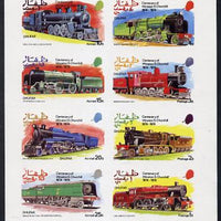 Dhufar 1974 Churchill Birth Centenary (Locomotives) imperf set of 8 values (1b to 25b) unmounted mint