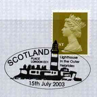 Postmark - Great Britain 2003 cover for Scotland Lighthouse with illustrated Scotland Place cancel