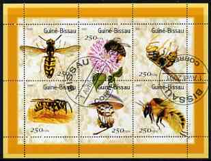 Guinea - Bissau 2001 Bees perf sheetlet containing 6 values cto used