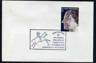 Postmark - Great Britain 1973 cover bearing illustrated cancellation for Wiltshire Philatelic Federation 12th Convention (showing Postal Rider on Horse)