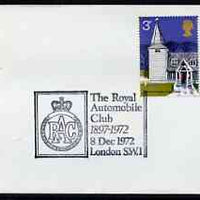 Postmark - Great Britain 1972 cover bearing illustrated cancellation for The Royal Automobile Club 75 Years