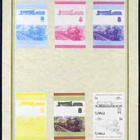 Tuvalu 1985 Locomotives #4 (Leaders of the World) 5c 'Churchward 2-8-0' set of 7 imperf progressive proof pairs comprising the 4 individual colours plus 2, 3 and all 4 colour composites mounted on special Format International card……Details Below