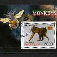 Timor (East) 2001 Monkeys (Bee in margin) perf m/sheet cto used