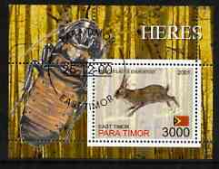 Timor (East) 2001 Rabbits (Beetle in margin) perf m/sheet cto used