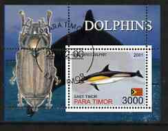 Timor (East) 2001 Dolphin (Beetle in margin) perf m/sheet cto used