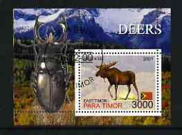 Timor (East) 2001 Deer (Beetle in margin) perf m/sheet cto used