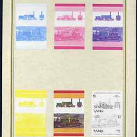 Tuvalu 1985 Locomotives #4 (Leaders of the World) $1 'Pearson 4-2-4' set of 7 imperf progressive proof pairs comprising the 4 individual colours plus 2, 3 and all 4 colour composites mounted on special Format International cards (……Details Below