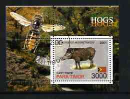 Timor (East) 2001 Hogs (Bee in margin) perf m/sheet cto used