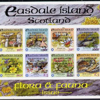 Easdale 1991 65th Birthday of Queen Elizabeth overprinted on Flora & Fauna imperf sheetlet containing complete set of 8 values (26p to £5) unmounted mint