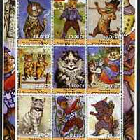 Congo 2002 The Cats of Louis Wain perf sheetlet containing 9 values fine cto used