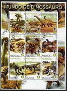 Angola 2000 Dinosaurs perf sheetlet containing set of 9 values each with Rotary & Scouts Logos, fine cto used