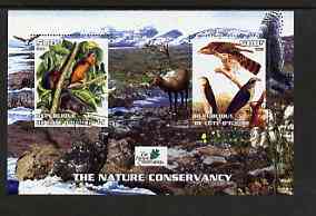 Ivory Coast 2003 The Nature Conservancy perf m/sheet containing 2 x 500f values (mammals & birds by John Audubon) fine cto used