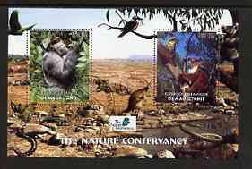 Mauritania 2003 The Nature Conservancy perf m/sheet containing 2 x 150 um values (Apes, Bears & Birds) fine cto used