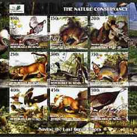 Benin 2003 The Nature Conservancy perf sheetlet containing set of 9 values (Birds & Animals by John Audubon) fine cto used