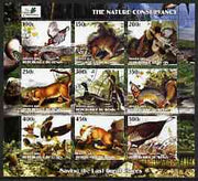 Benin 2003 The Nature Conservancy perf sheetlet containing set of 9 values (Birds & Animals by John Audubon) fine cto used