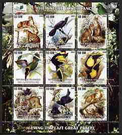 Mauritania 2003 The Nature Conservancy perf sheetlet containing set of 9 values (Birds & Animals by John Audubon) fine cto used