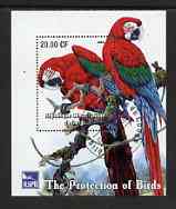 Congo 2003 Royal Society for Protection of Birds perf m/sheet (Parrots) fine cto used