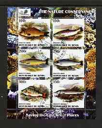 Benin 2003 The Nature Conservancy perf sheetlet containing set of 6 values (Fish) fine cto used