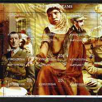 Kyrgyzstan 1999 20th Century Dreams #04 composite perf sheetlet containing 9 values unmounted mint (de Gaulle, Claude Rains, Dooley 'Sam' Wilson, H Bogart)