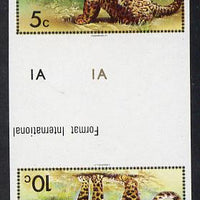 Belize 1983 WWF - Jaguar 5c & 10c in imperf se-tenant tete-beche gutter pair unmounted mint (SG 756-7)