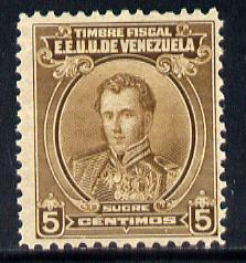 Venezuela 1922 Fiscal General Sucre 5c brown unmounted mint