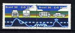 Brazil 1990 22nd World Congress of International Road Transport Union se-tentant pair unmounted mint SG 2428-29