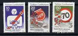 Turkey 1987 Road Safety set of 3 unmounted mint, SG 2953-55