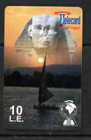 Telephone Card - Egypt £E10 phone card showing the Sphinx #1 (Globe logo bottom rght)