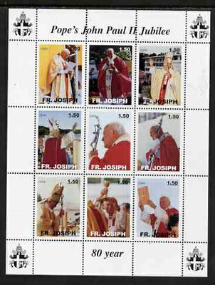 Fr Josiph Earth 2000 Pope John Paul II Jubilee perf sheetlet containing 9 values unmounted mint