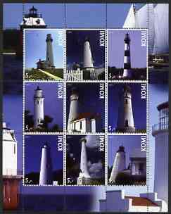 Komi Republic 2003 Lighthouses sheetlet containing complete set of 9 values, unmounted mint