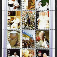 Buriatia Republic 2003 Pope John Paul II perf sheetlet #01 containing complete set of 12 values (inscribed Pope Joan Paul II) unmounted mint