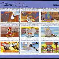 Grenada - Grenadines 1988 Disney Animal Cartoon Films - Dumbo perf sheetlet containing 9 values unmounted mint, as SG 985-93