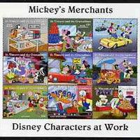 St Vincent - Grenadines 1995 Disney Characters at Work - Mickey's Merchants perf sheetlet containing 9 x 10c values unmounted mint