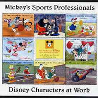 St Vincent - Grenadines 1996 Disney Characters at Work - Mickey's Sports Professionals perf sheetlet containing 8 x 10c values unmounted mint