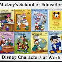 St Vincent - Grenadines 1996 Disney Characters at Work - Mickey's School of Education perf sheetlet containing 7 x 10c values unmounted mint