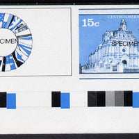 El Salvador 1971 Churches 15c (SG 1372) in blue & black colours only IMPERF & se-tenant with Singapore 30c Heads of Govt, both optd SPECIMEN unmounted mint, exceptionally scarce (with photocopy of original uncut sheet)