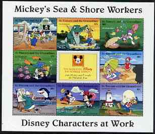 St Vincent - Grenadines 1996 Disney Characters at Work - Mickey's Sea & Shore Workers perf sheetlet containing 8 x 10c values unmounted mint