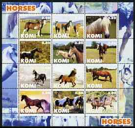 Komi Republic 2004 Horses perf sheetlet containing set of 12 values unmounted mint