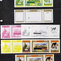 Lesotho 1982 Sesotho Bible Centenary se-tenant strip of 3 x 7 imperf progressive proofs comprising the 5 individual colours plus 2 different combination composites, extremely rare (as SG 518a)