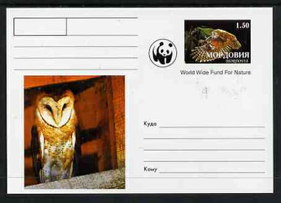 Mordovia Republic 1999 WWF - Owls #1 postal stationery card unused and pristine