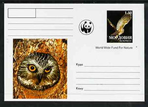 Mordovia Republic 1999 WWF - Owls #2 postal stationery card unused and pristine