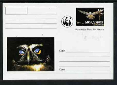 Mordovia Republic 1999 WWF - Owls #3 postal stationery card unused and pristine