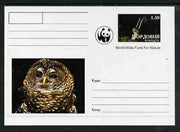 Mordovia Republic 1999 WWF - Owls #4 postal stationery card unused and pristine