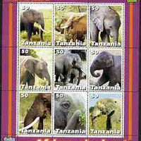 Tanzania 2003 Wild Life - Elephants perf sheetlet containing set of 9 values unmounted mint