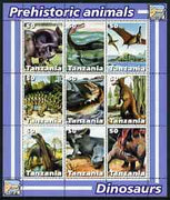 Tanzania 2003 Prehistoric Animals perf sheetlet containing set of 9 values unmounted mint