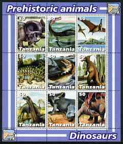 Tanzania 2003 Prehistoric Animals perf sheetlet containing set of 9 values unmounted mint