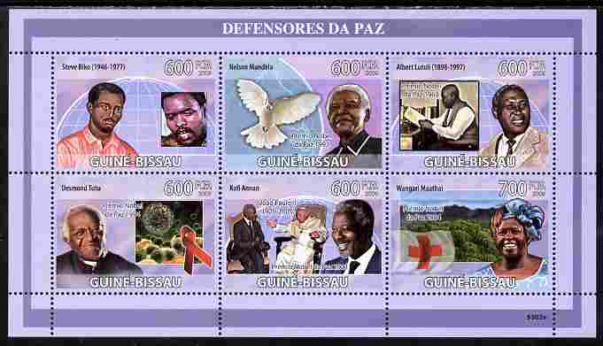 Guinea - Bissau 2009 Defenders of Peace perf sheetlet containing 6 values unmounted mint Yv 2892-97, Mi 4265-70