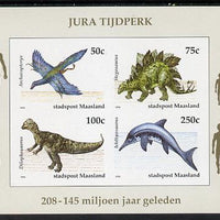 Netherlands - Maasland (Local) 1994 Dinosaurs imperf sheetlet of 4 values unmounted mint