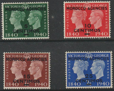 Morocco Agencies - Spanish Currency 1940 Stamp Centenary perf set of 4 unmounted mint, SG 172-75